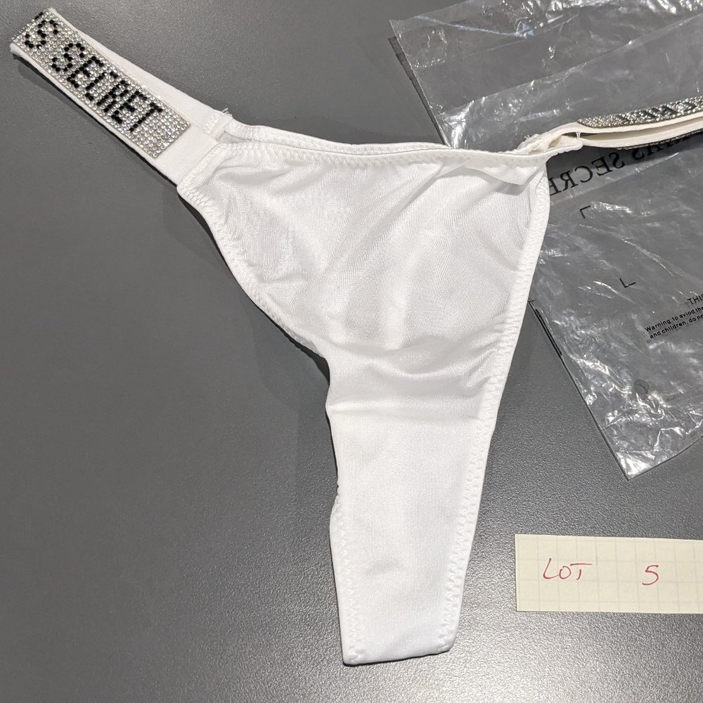 Sexy High Waist Thong Shine Strap White